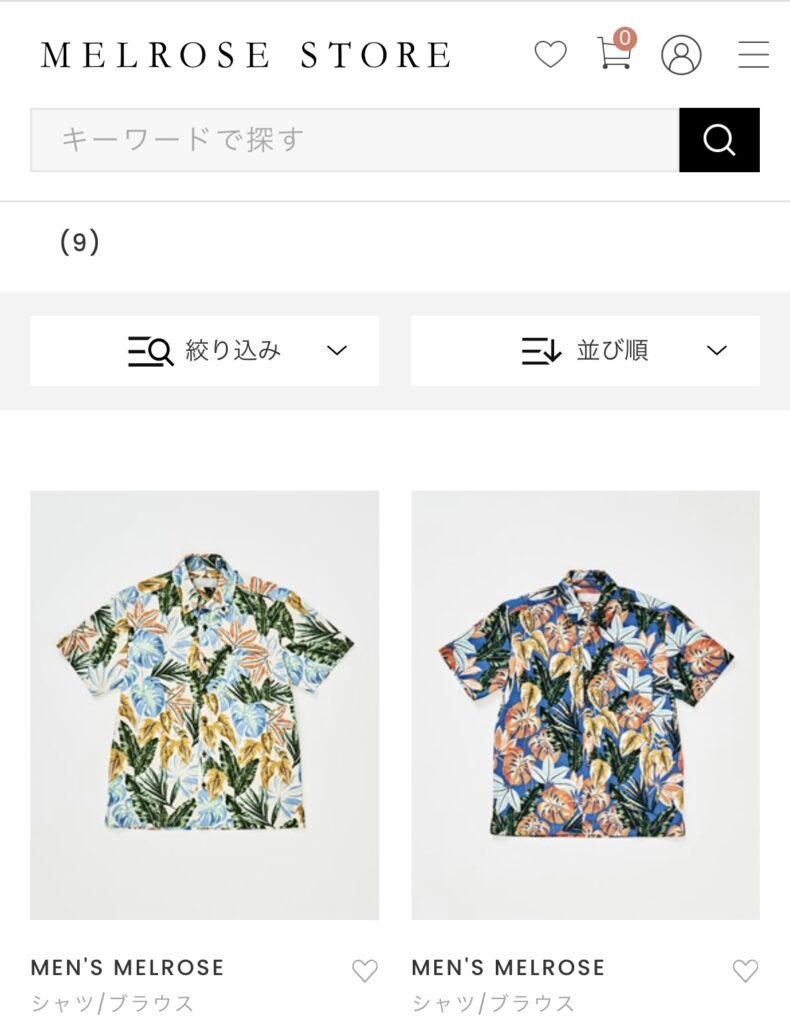 MEN'S MELROSE オキナワシャツの販売ページ